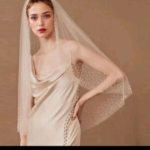 Ivory Elbow Length Beaded Veil